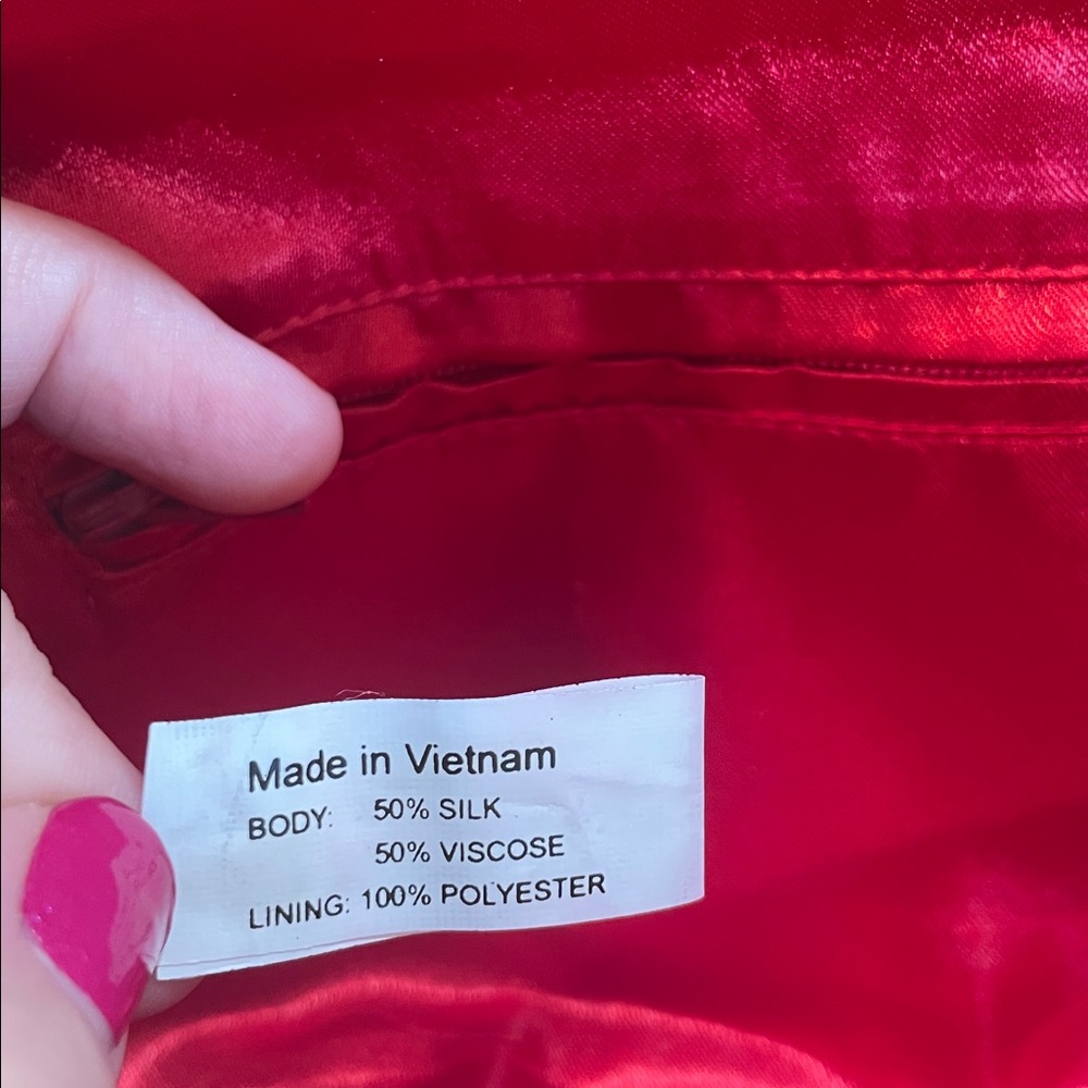 Vintage lobster novelty graphic embroidered silk clutch evening bag - Picture 6 of 11